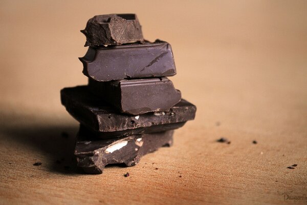 Image of chocolate pieces on the table