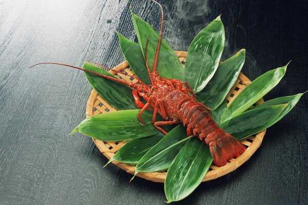 Cáncer en un plato de hojas de plátano