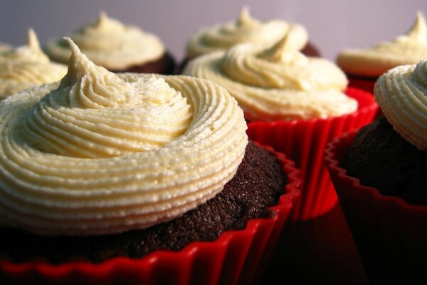 Sweet , delicious cakes on the table