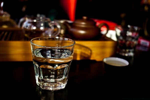 Still life in the bar a glass of whiskey