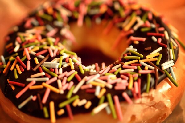 Tempting doughnut with chocolate and caramel