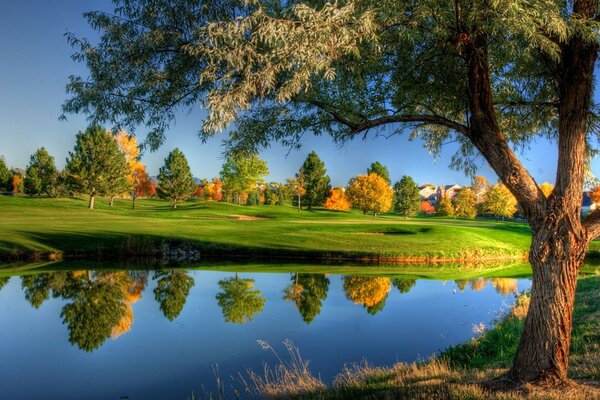 Beautiful landscape of mirror lake