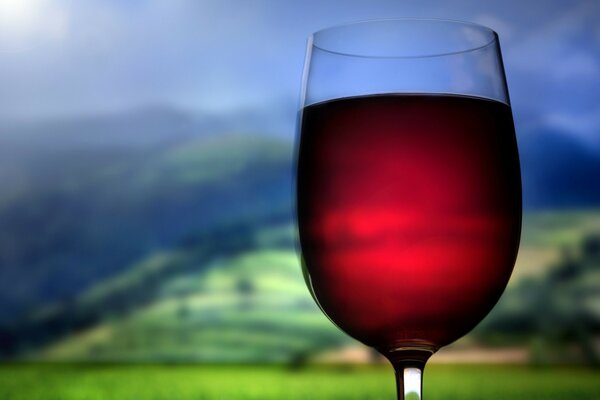 A glass of sweet red wine