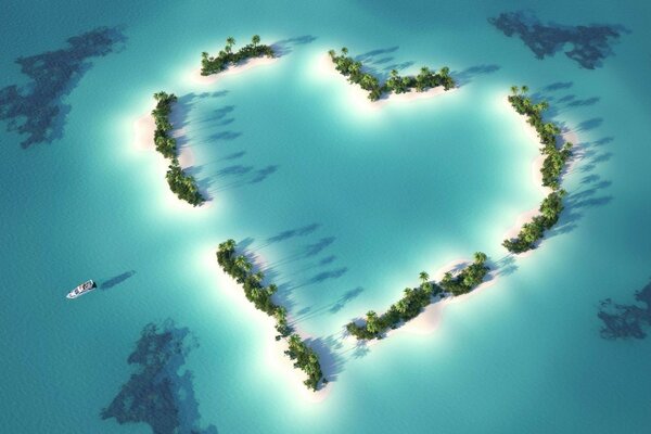 Blue sea and heart-shaped islands