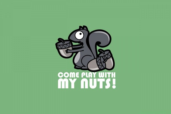 Squirrel with acorns says not to take her toys