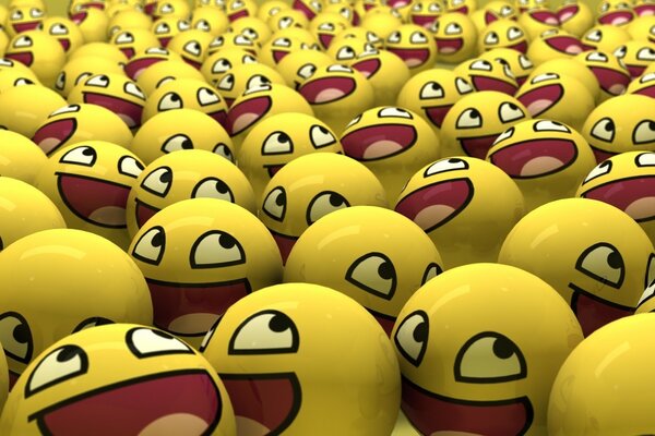 Smileys ronds en boules jaunes