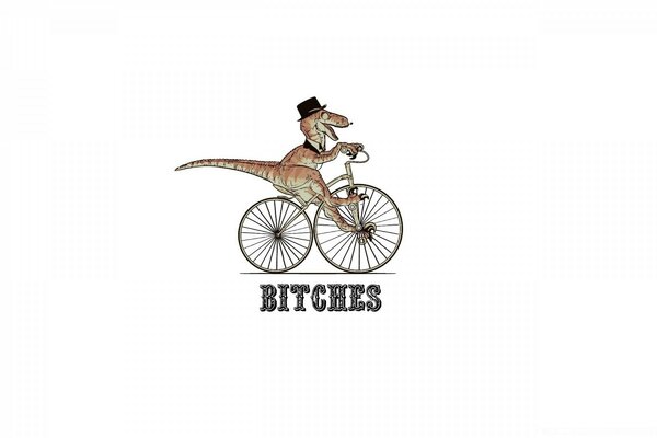 A little dinosaur rides a bike