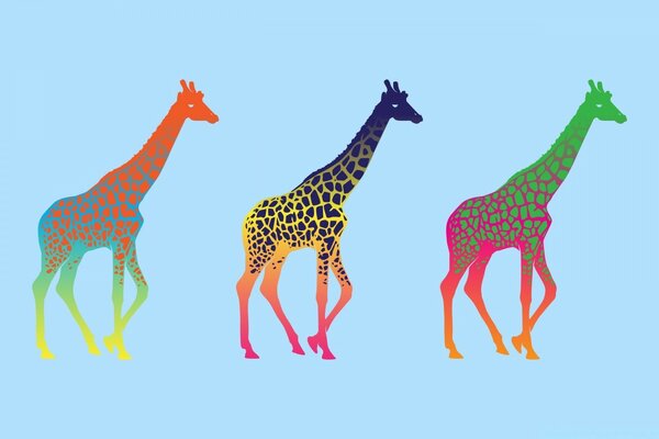 Girafes lumineuses sur fond bleu