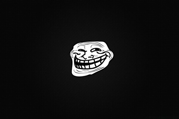 Caricature. Laughing face on a black background