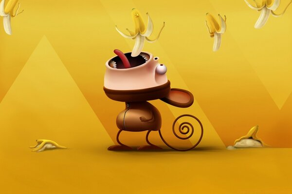 Illustration d un singe absorbant les bananes