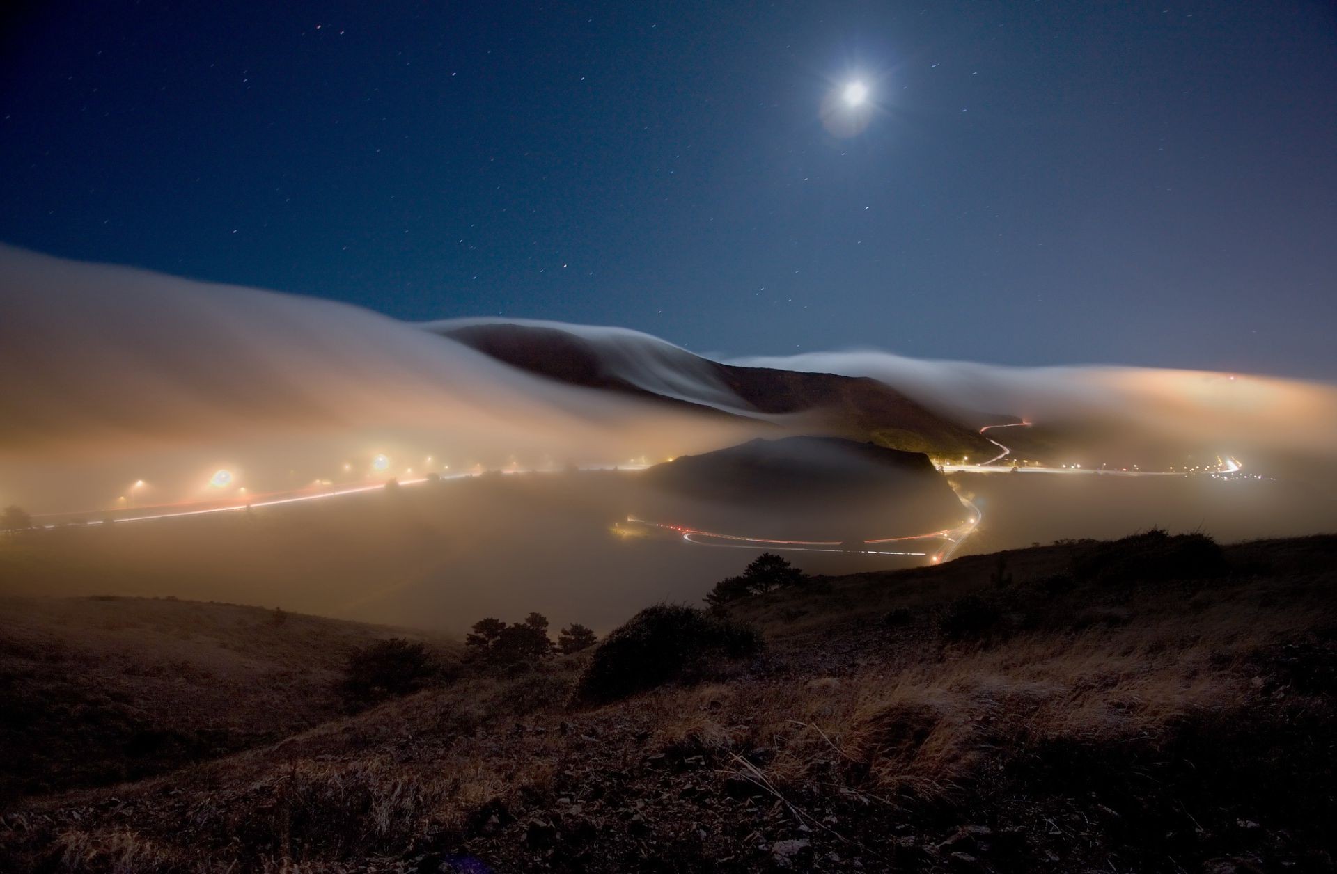 night evening twilight sunset landscape sky moon dawn sun mountain evening volcano travel desert nature light dusk beach