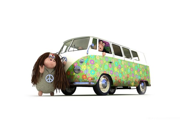 Hippie monster next to his truck