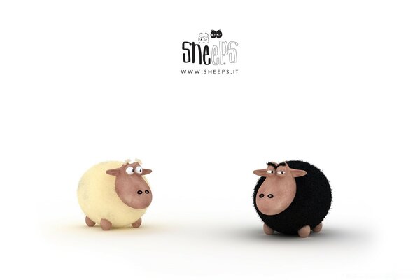 White and black sheep toys