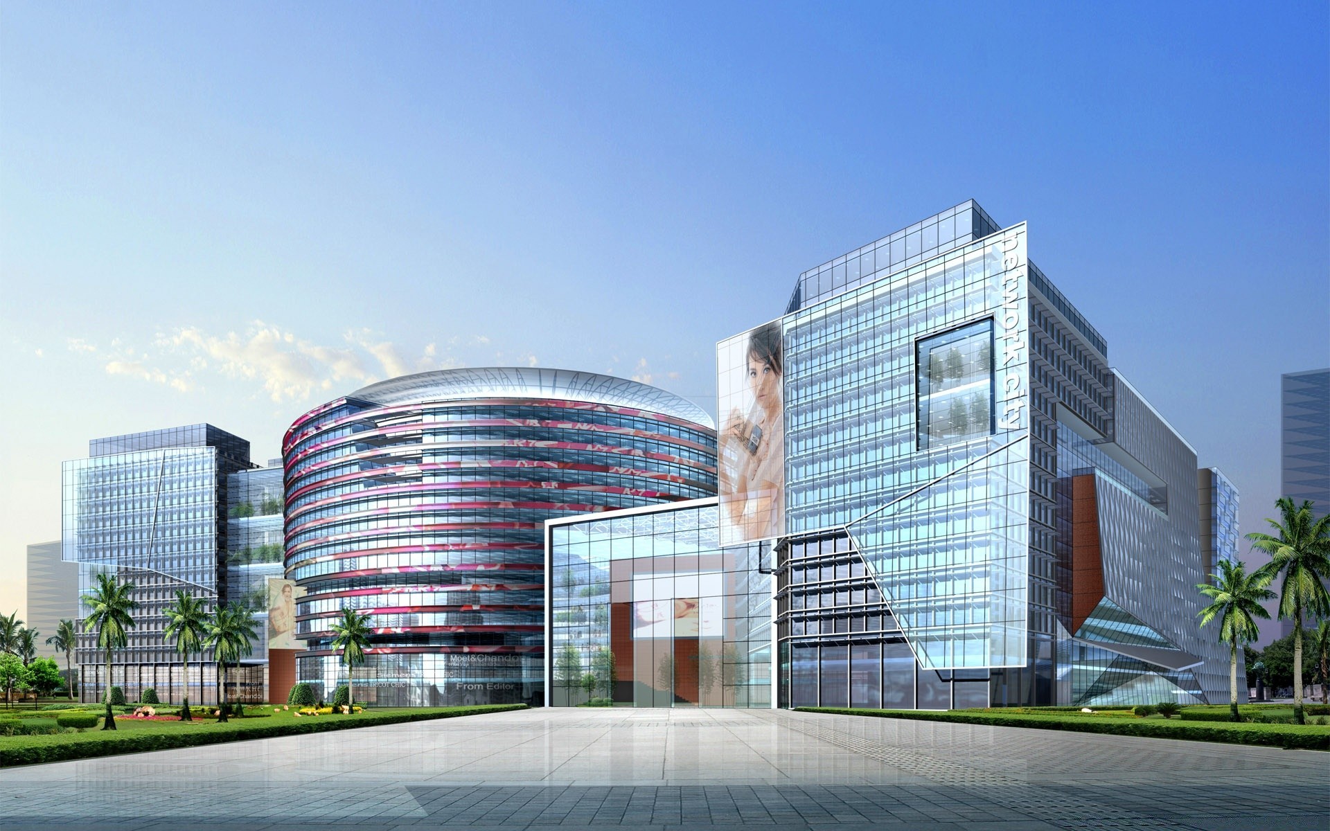 Торговый центр обои. Здание компании Novartis в Шанхае. Лотос в Чанчжоу Китай. Riverside 66 Тяньцзинь, Китай. Архитектура. Современные здания.