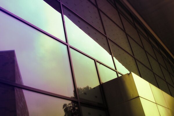 Reflection of the sky on a glazed building