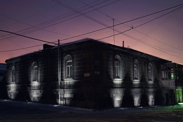 Romantic illumination of the old building