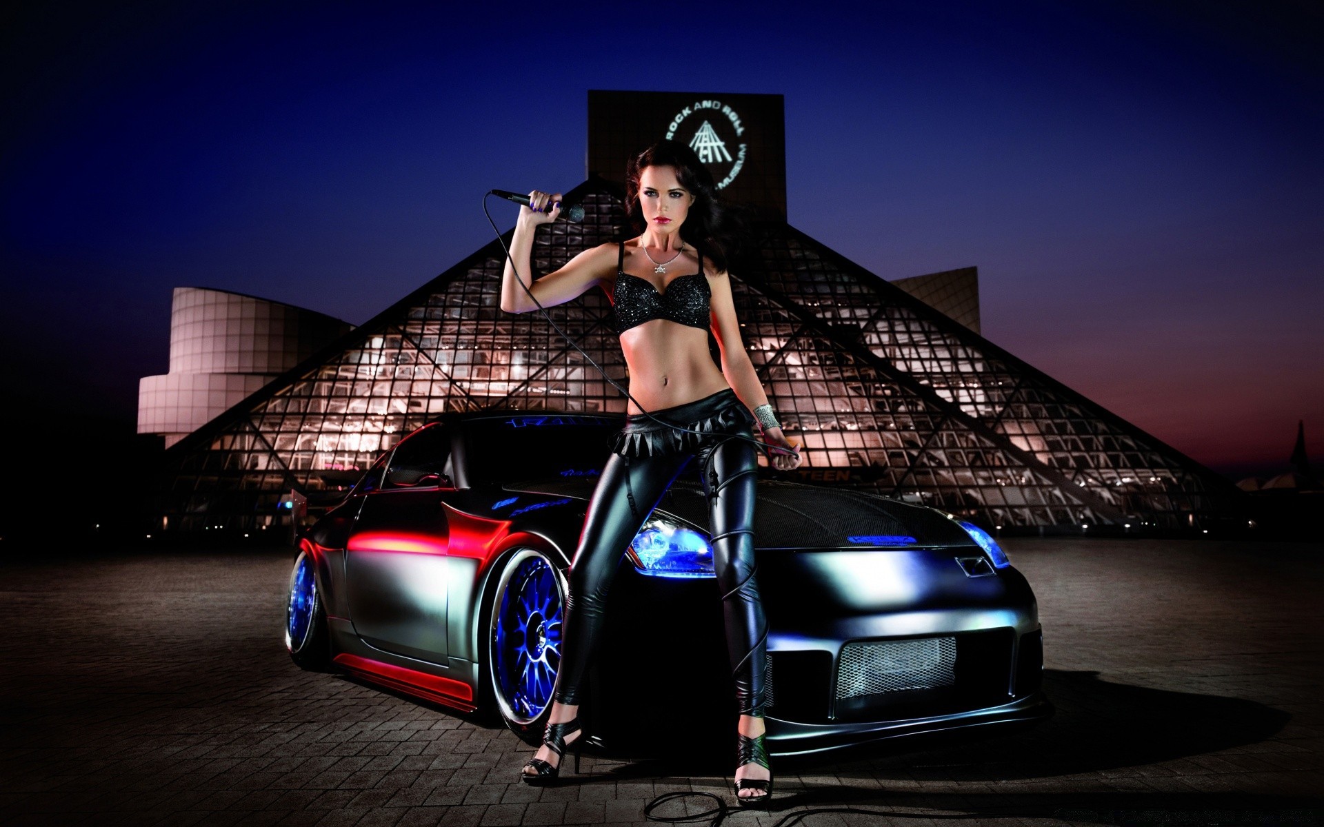 the other girls car girl fashion model woman vehicle portrait street automotive show transportation system glamour