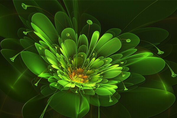 Neon flower with green petals