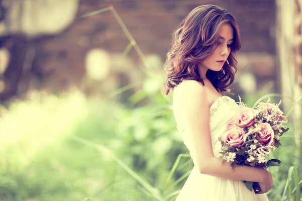 Beautiful girl in summer in nature