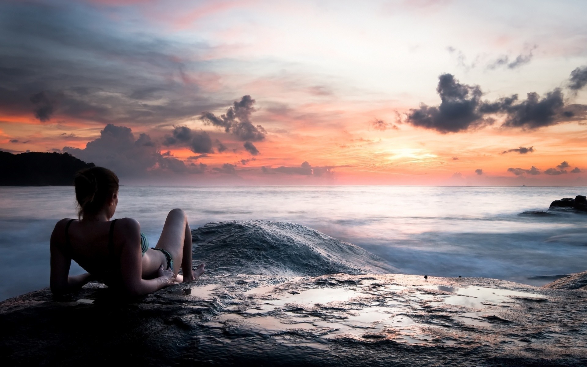 autres filles coucher de soleil eau mer océan plage soleil aube crépuscule soirée mer été