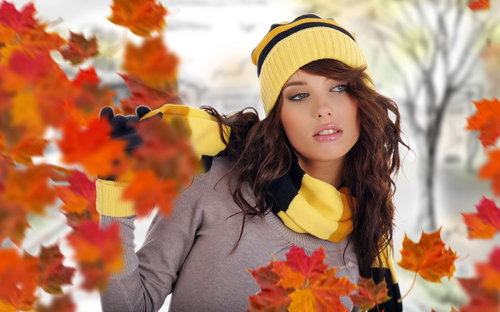 andere mädchen herbst frau im freien natur blatt vergnügen erwachsener tragen