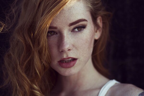 Red-haired girl with freckles