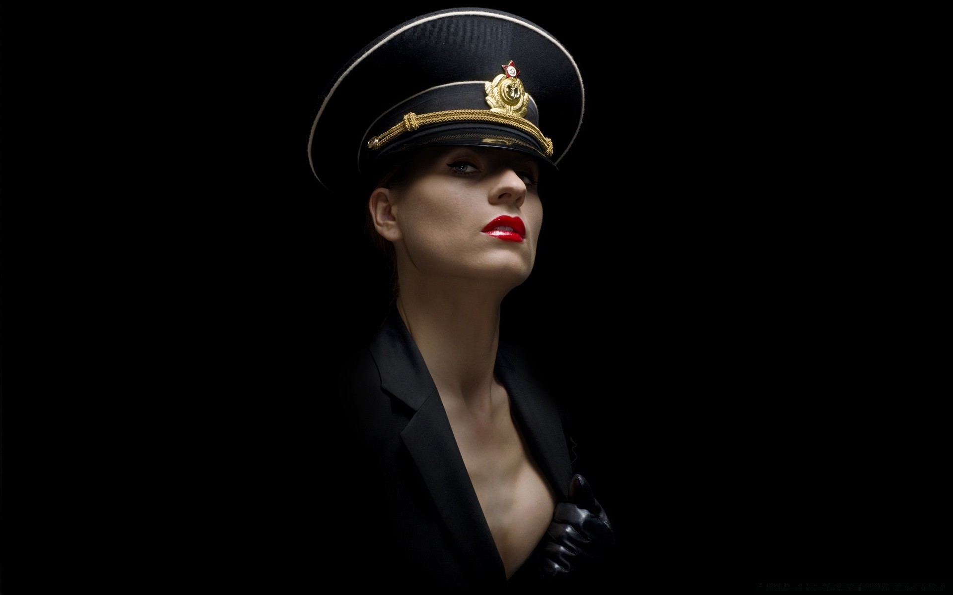 the other girls portrait woman fashion one dark glamour military girl