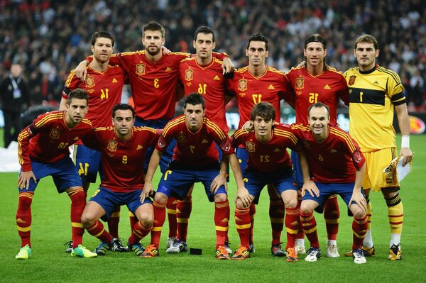 Football team in a big stadium