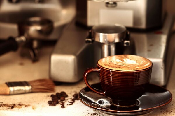 Coffee in a beautiful cup with a saucer