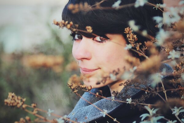 Autumn portrait of a girl with brown eyes