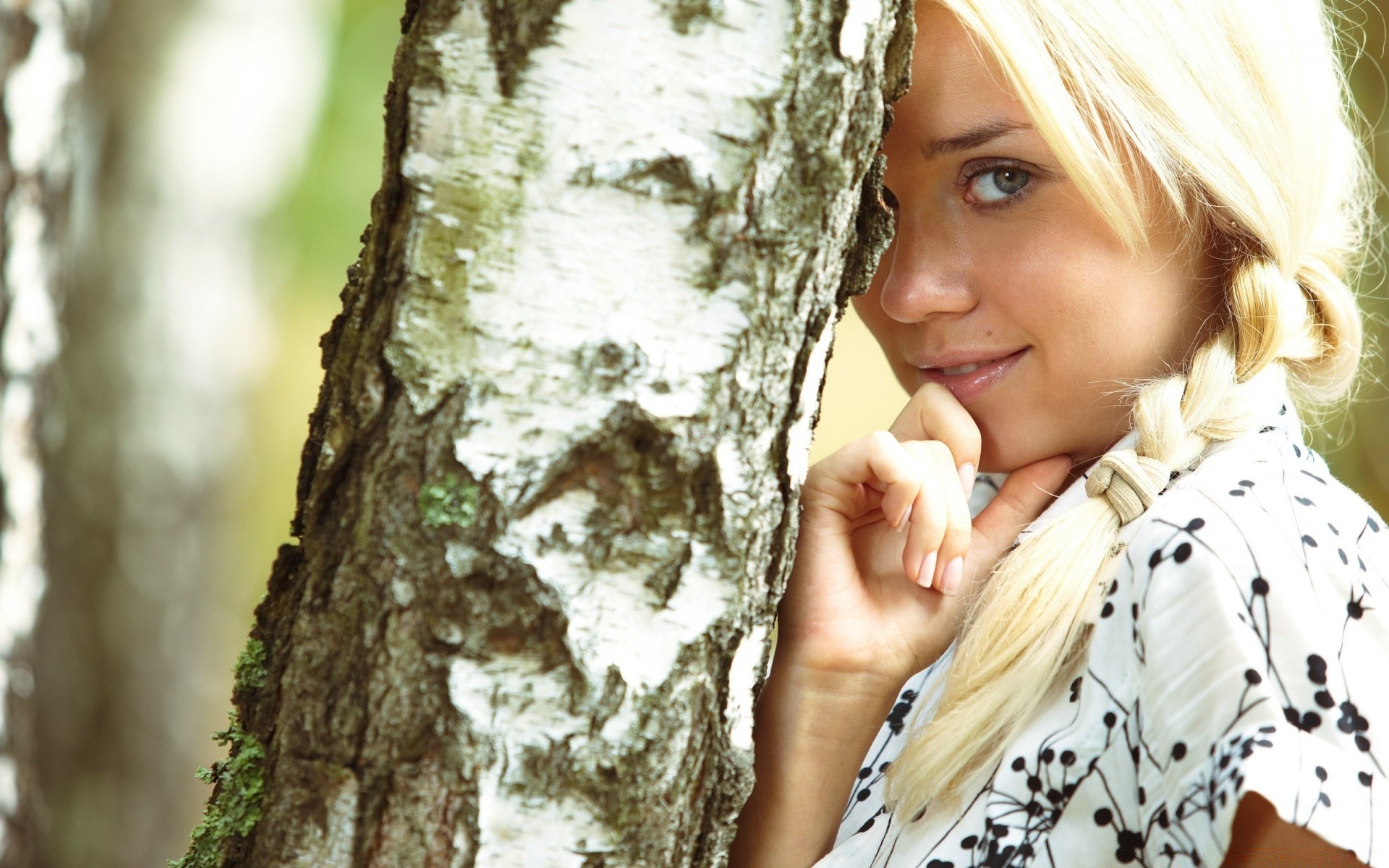 the other girls outdoors nature tree one woman wood portrait