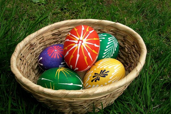 Cesto di uova di Pasqua colorate