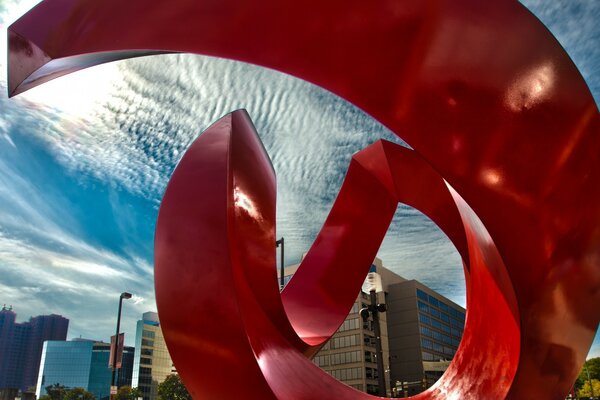 Urban installation against the sky and buildings