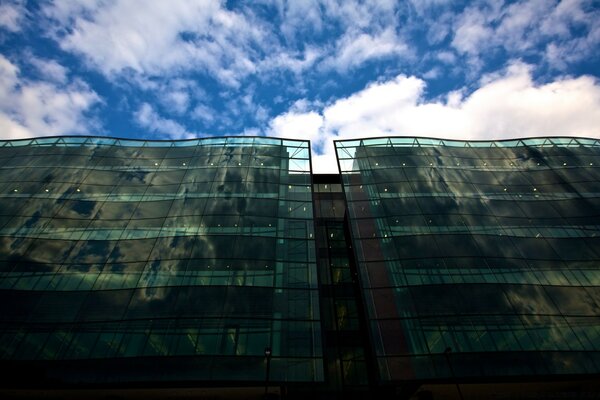 Modern house covered with glass