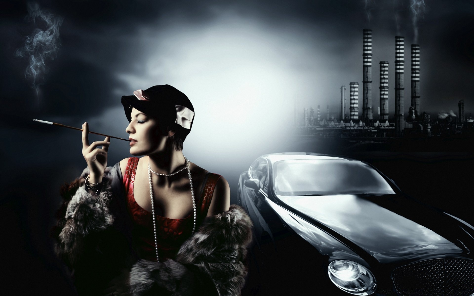 the other girls fashion model woman glamour girl portrait car smoke dark adult sexy light