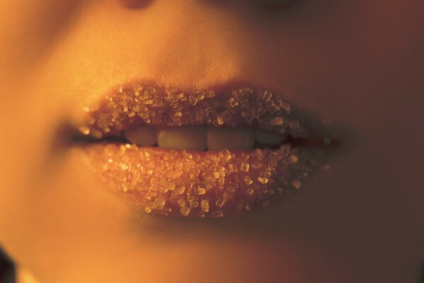 Weibliche Lippen, Lippen in Zucker