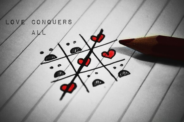 TIC-TAC-Toe en forma de corazones