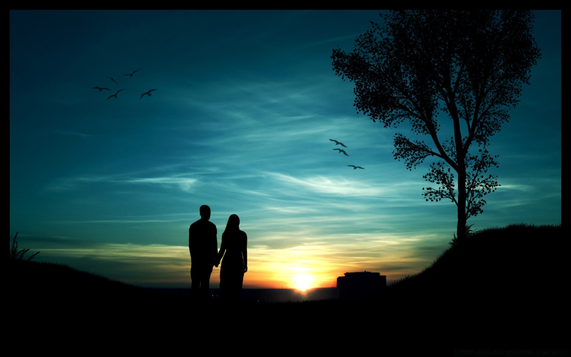 hearts sunset silhouette dawn sun landscape evening backlit sky dusk tree nature light shadow beach