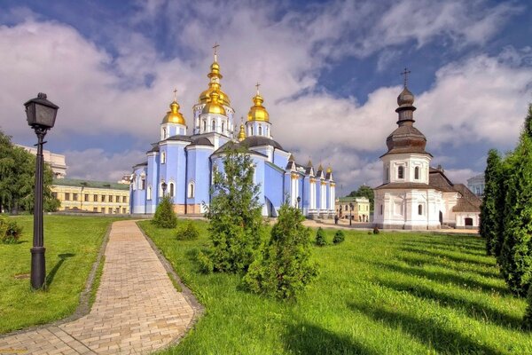 The domes of ancient churches look into the sky