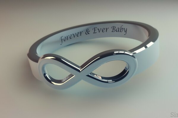 Silver ring with infinity sign