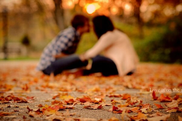 Woman and man in autumn outdoors