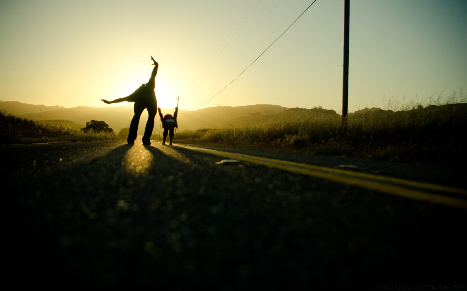 hearts sunset landscape silhouette backlit light sky tree dawn evening shadow action road outdoors one girl sun nature travel