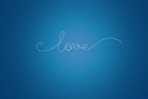 The inscription love on a blue background