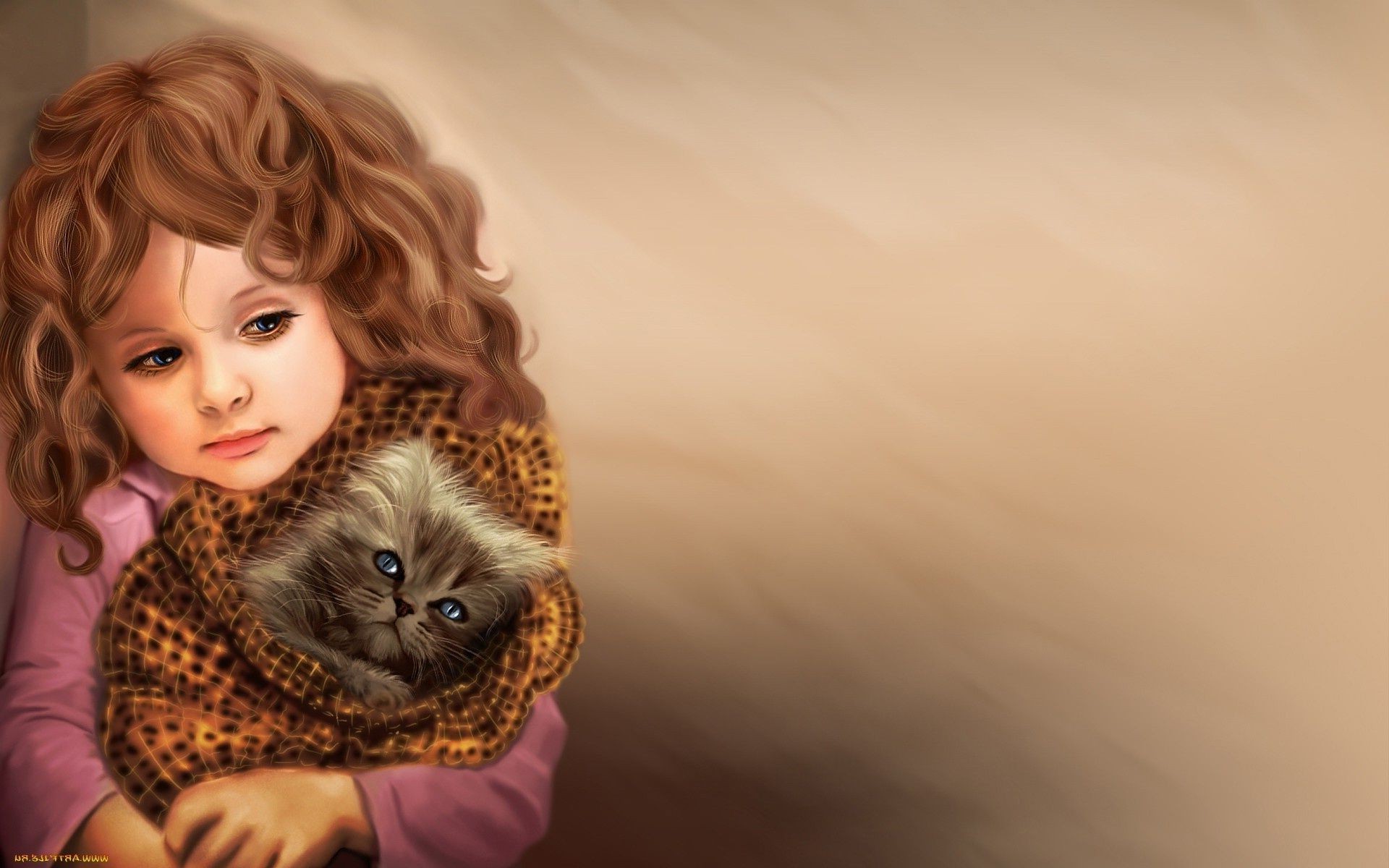 niños con animales retrato lindo ojo pequeño chica mujer bebé