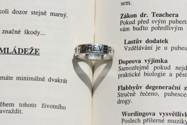 A ring with an engraving on a book spread