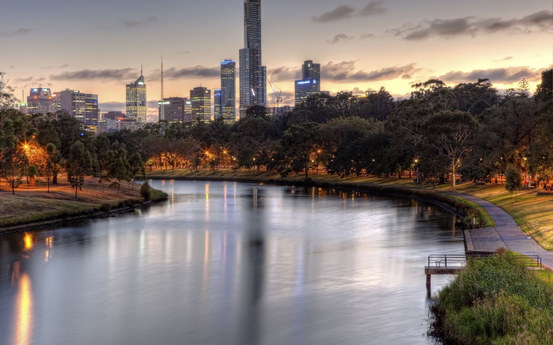 skyscrapers river water city travel architecture bridge reflection sunset building sky dusk cityscape outdoors evening