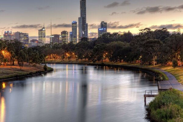 Skyscrapers on the river bank