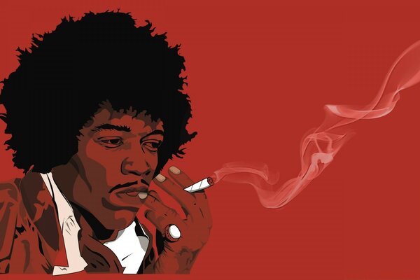 Afro-americano fumando um cigarro