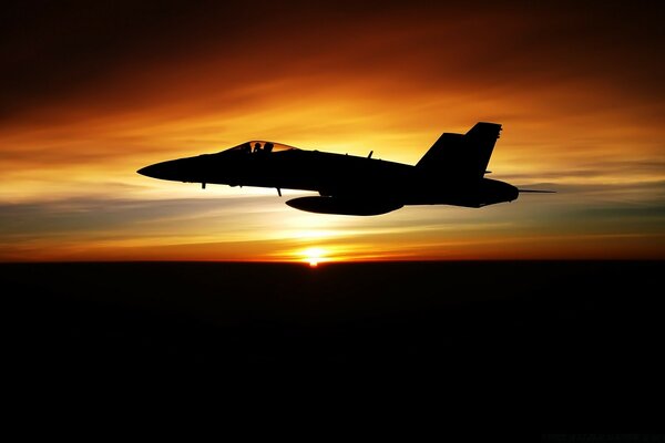 Photo de combattant sur fond de ciel coucher de soleil