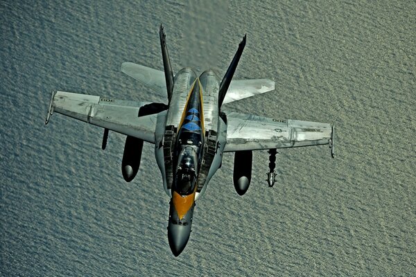 Flying plane over the endless sea